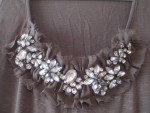 Pleione Size Large Sleeveless Dark Gray Top w/Jeweled Neckline