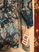 Ladies blue paisley sequin v-neck top 3X NWT