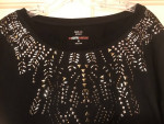 Ladies black embellished studded top XL NWT