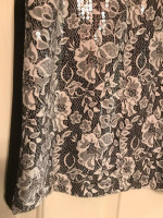 Ladies b&w lace sequin tank top XL NWOT