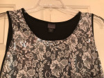 Ladies b&w lace sequin tank top XL NWOT