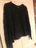 Ladies black lace banded bottom top XXL NWOT