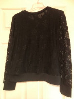 Ladies black lace banded bottom top XXL NWOT