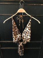 Leopard Tie-back Halter Top Size M New.