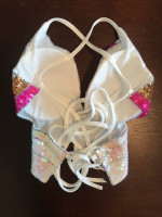 Butterfly Sequin Tie-back Crop-top One-size Fully-Adjustable. New.