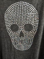 Gray Long Hi Lo Top with Skull - size 4