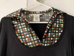 Max Studio Small Long Sleeve Black Top w/Contrast Collar/Sleeves
