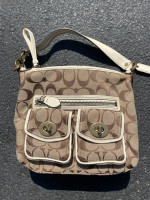 Coach Signature Logo Top Handle Pouch Hand Bag with strap