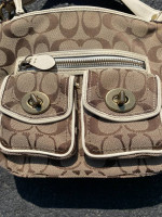 Coach Signature Logo Top Handle Pouch Hand Bag with strap
