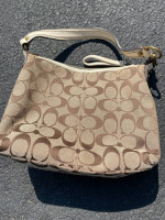 Coach Signature Logo Top Handle Pouch Hand Bag with strap
