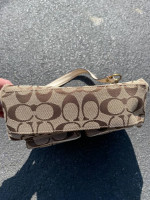 Coach Signature Logo Top Handle Pouch Hand Bag with strap