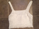 Ladies Topshop crop top, lace and cotton size 6, off-white