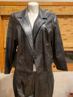 2 Piece Pant Set Snake Outfit Top Jacket Shinny Black Women’s Size 20W