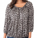Michael Kors Leopard print peasant top three-quarter sleeve blouse new