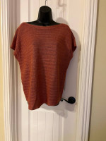 64-MMT Talbots Linen Top Womens Sz PL Terra Cotta Sweater Shirt Sleeveless NWT