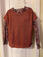 64-MMT Talbots Linen Top Womens Sz PL Terra Cotta Sweater Shirt Sleeveless NWT