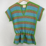 Hand made crochet Striped Drawstring top by CHERYL SEITZ