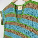 Hand made crochet Striped Drawstring top by CHERYL SEITZ