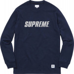 Supreme Embroidered Metallic Reflective L/S Top NAVY Size Medium