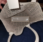 Tory Burch WHITE LATTICE PERFORATED DESIGN PVC NORTH/ SOUTH ALL SEASON