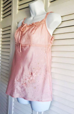 EXPRESS DESIGN STUDIO Embroidered, Sequined Silk Pink Camisole Size S