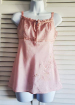 EXPRESS DESIGN STUDIO Embroidered, Sequined Silk Pink Camisole Size S