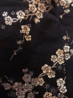 Vintage Black and Gold Asian Dress- Nehru collar- long sleeves-zipper