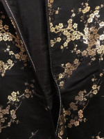 Vintage Black and Gold Asian Dress- Nehru collar- long sleeves-zipper