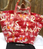 Chanel XL jumbo beach vinyl leather tote