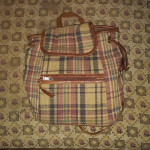 Very Nice Small Plaid Fabric & Leather Backpack