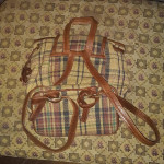 Very Nice Small Plaid Fabric & Leather Backpack