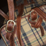 Very Nice Small Plaid Fabric & Leather Backpack