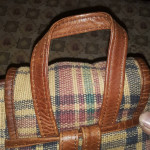 Very Nice Small Plaid Fabric & Leather Backpack