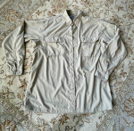 Men's XXL long sleeve button up Columbia Omni dry shirt beige EUC