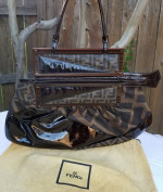 Fendi Zucca Canvas and leather Pochette purse