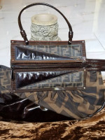 Fendi Zucca Canvas and leather Pochette purse