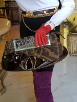 Fendi Zucca Canvas and leather Pochette purse