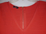 BEBE Women's Two Tone Deep V Bandage Ribbed Red Dress Sleeves NEW XS