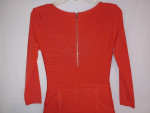 BEBE Women's Two Tone Deep V Bandage Ribbed Red Dress Sleeves NEW XS