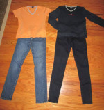 2 pr. Skinny Jeans sz 8L w/Polo tops , etc.