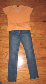 2 pr. Skinny Jeans sz 8L w/Polo tops , etc.
