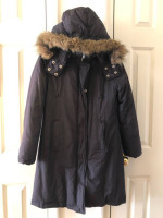 GAP WOMEN'S XS BLACK LONG WARM WINTER BLACK COAT - VERY GOOD CONDITION