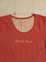 Women's Life Is Good T Shirt, "Good Mom", Pink, Large