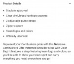 NEBRASKA Huskers Clear Bag