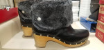 UGG Clogs black leather ladies eight