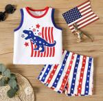 Independence Day 2pcs Toddler Boy Dinosaur Print Naia