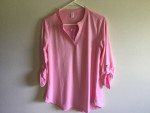 Women's Notch V Neck 3/4 Roll Sleeve Tunic