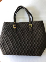 New Vera Bradley Black Quilted Microfiber Tote Bag - Pocketbook