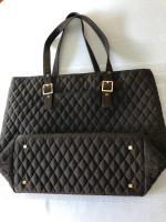 New Vera Bradley Black Quilted Microfiber Tote Bag - Pocketbook
