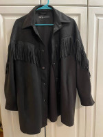 J4 LOVELY Reflective Hoodie Jacket, Zara Faux Suede Fringe Jacket